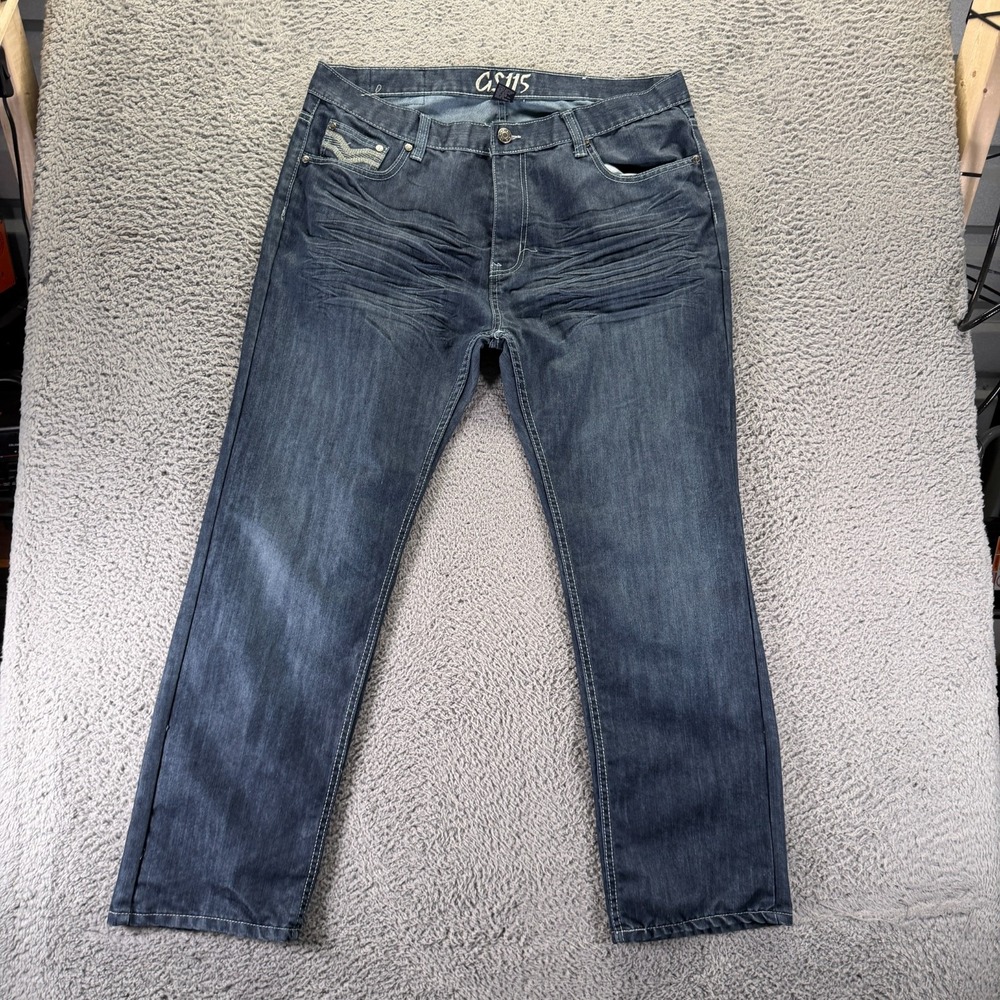 Vintage GS115 Jeans Mens 40x32 Blue Cotton Denim Straight Baggy Cowboy Western